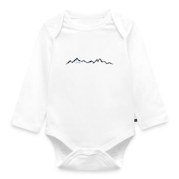 BERGE Gebirge Landschaft Silhouette Panorama - Baby Bio-Langarm-Body - Weiß - Vorne