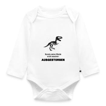 Corona Virus Grippe lustige Sprüche Geschenk Dino - Baby Bio-Langarm-Body - Weiß - Vorne