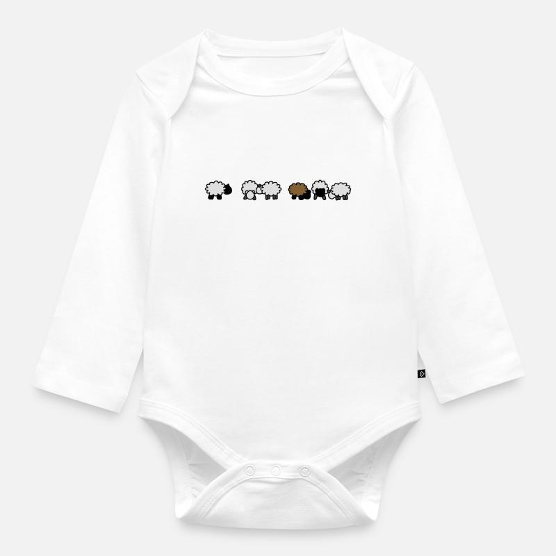 Schafe - Baby Bio-Langarm-Body - Weiß