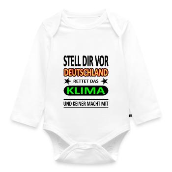 Deutschland rettet das Klima - Version 1-Satire - Baby Bio-Langarm-Body - Weiß - Vorne