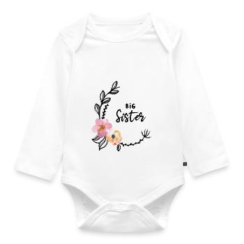 Flower Vine Big Sister - Organic Longsleeve Baby Bodysuit - white - Front