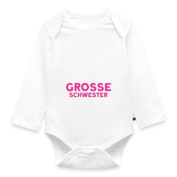 Große Schwester Bruder Schwester Geschenk - Baby Bio-Langarm-Body - Weiß - Vorne