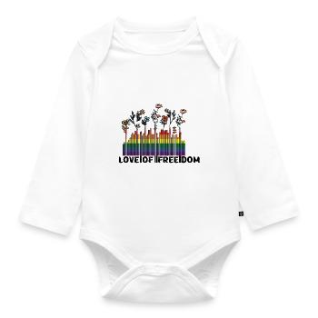 Love of Freedom SPD LGBTQ Strichcode - Baby Bio-Langarm-Body - Weiß - Vorne