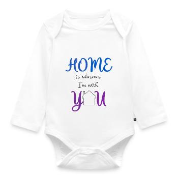Phrase home ist, wo immer ich mit dir bin - Baby Bio-Langarm-Body - Weiß - Vorne