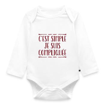 C'est Simple Je Suis Compliquée - Body Bébé bio manches longues - blanc - Devant