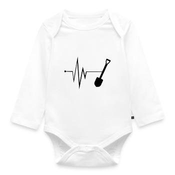 Shovel Pulse Silhouette - Organic Longsleeve Baby Bodysuit - white - Front