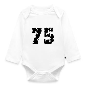75 Number jersey - Organic Longsleeve Baby Bodysuit - white - Front