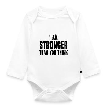 ich bin stärker als du denkst - Baby Bio-Langarm-Body - Weiß - Vorne