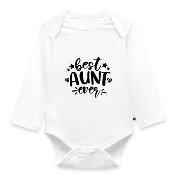 Best aunt in the world Super aunt godmother - Organic Longsleeve Baby Bodysuit - white - Front