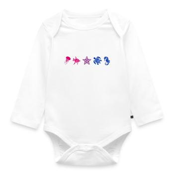Subtle Pride Sea Creatures Beach Summer - Organic Longsleeve Baby Bodysuit - white - Front