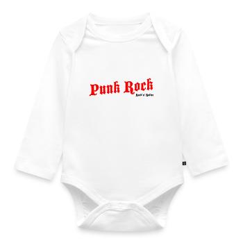 Punk Rock Rouge - Logo Noir - Body Bébé bio manches longues - blanc - Devant