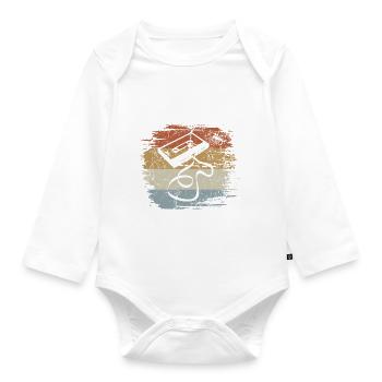 Cassette - Mixtape Audio Cassette Magnetic Tape retro - Organic Longsleeve Baby Bodysuit - white - Front