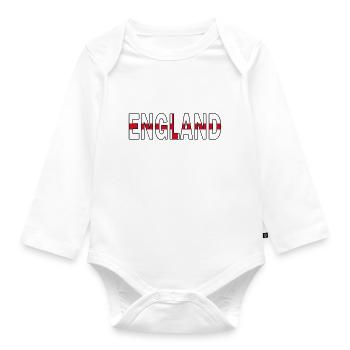 England in Nationalfarben - Baby Bio-Langarm-Body - Weiß - Vorne
