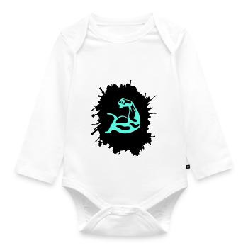 Splatter biceps - Organic Longsleeve Baby Bodysuit - white - Front