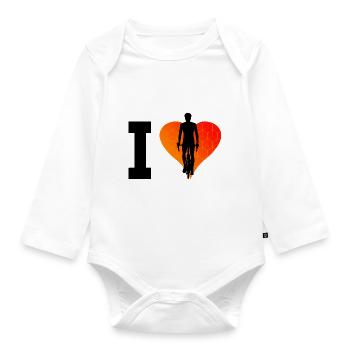 Mtb Women Cycling Bicycle Cyclist Bike - Organic Longsleeve Baby Bodysuit - white - Front
