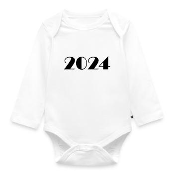 2024 Jahreszahl Datum Zahl Anno Kalenderjahr - Baby Bio-Langarm-Body - Weiß - Vorne