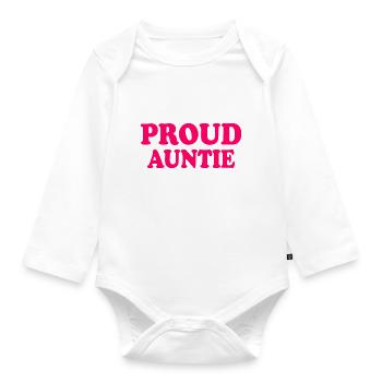 Proud auntie - Baby Bio-Langarm-Body - Weiß - Vorne