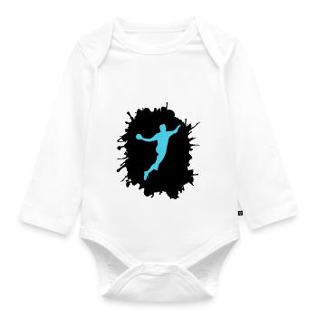 splatter handball - Baby Bio-Langarm-Body - Weiß - Vorne