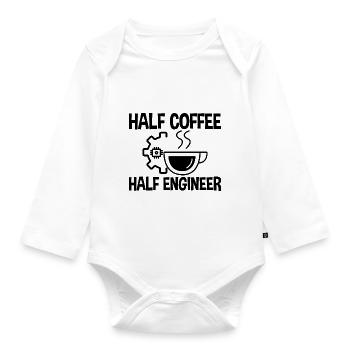 Half Coffee Half Engineer 2 - Organic Longsleeve Baby Bodysuit - white - Front