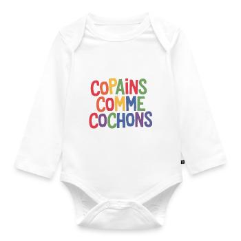 Copains comme cochons - Body Bébé bio manches longues - blanc - Devant