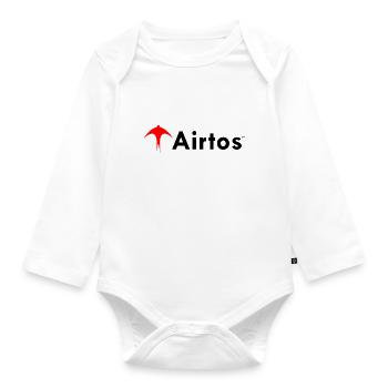 LOGO airtos rouge + texte noir - Body Bébé bio manches longues - blanc - Devant