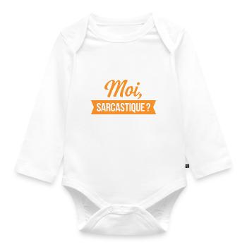 Moi, sarcastique ? Jamais - Body Bébé bio manches longues - blanc - Devant