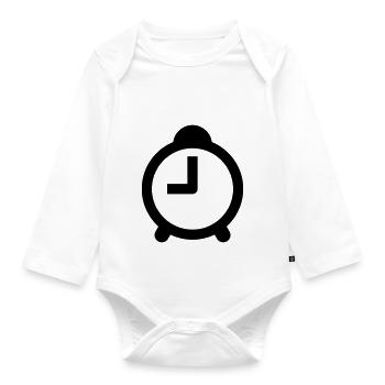 Uhr - Baby Bio-Langarm-Body - Weiß - Vorne