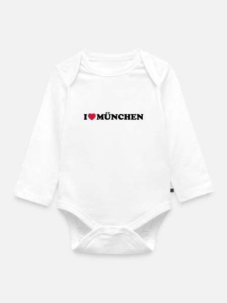 i love Munchen - Baby Bio-Langarm-Body - Weiß