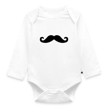 Schnurrbart - Baby Bio-Langarm-Body - Weiß - Vorne