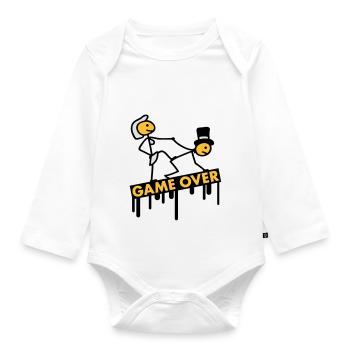 bachelor_party_game_over - Organic Longsleeve Baby Bodysuit - white - Front