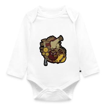 Steampunk Heart - Organic Longsleeve Baby Bodysuit - white - Front
