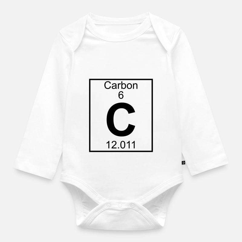 Periodic table element 6 - C (carbon) - BIG - Body Bébé bio manches longues - blanc