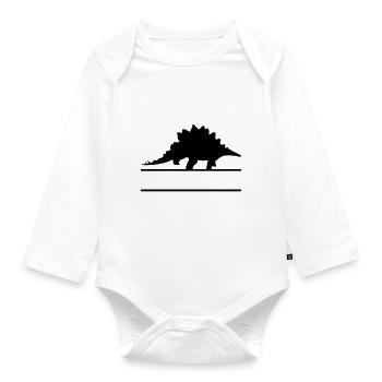 Dinosaurs - own text, own name - Organic Longsleeve Baby Bodysuit - white - Front