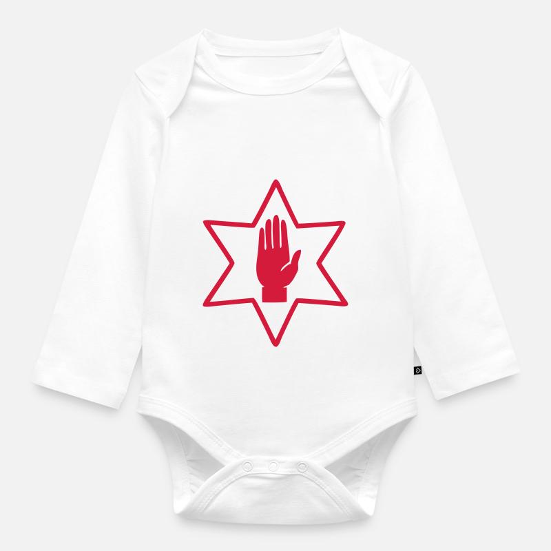 étoile main rouge irlande ulster Lamh Dearg - Body Bébé bio manches longues - blanc
