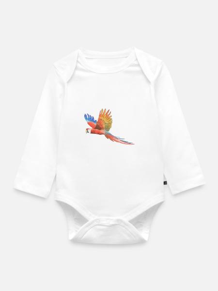 Papagei - Baby Bio-Langarm-Body - Weiß