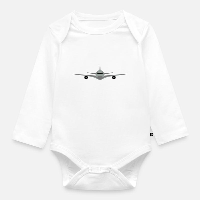 Avion - Body Bébé bio manches longues - blanc