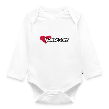 Herzlich Willkommen (2c) - Baby Bio-Langarm-Body - Weiß - Vorne