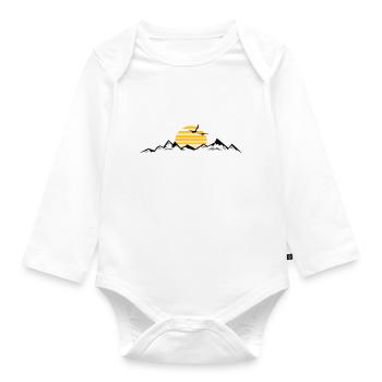 BERGE Gebirge Landschaft Silhouette Panorama - Baby Bio-Langarm-Body - Weiß - Vorne
