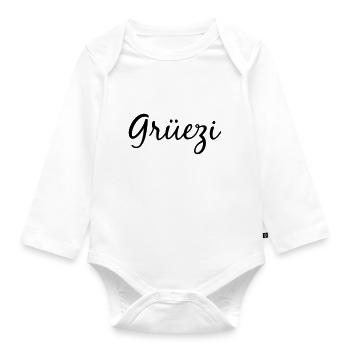 Hello - Organic Longsleeve Baby Bodysuit - white - Front