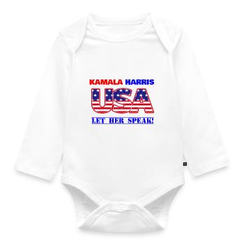 KAMALA HARRIS let her speak - Organic Longsleeve Baby Bodysuit - white - Front