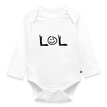 Slogan lol. fun, laughter and partying. Smile. - Organic Longsleeve Baby Bodysuit - white - Front