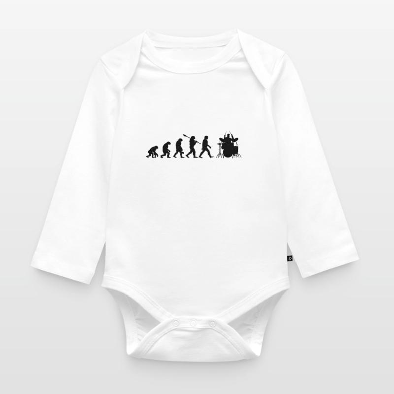 Evolution Drummer Player Gift Drummer Organic Longsleeve Baby Bodysuit