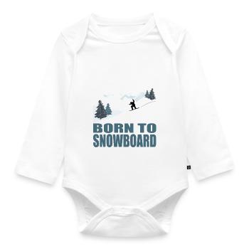 Né pour le snowboard - Sports d’hiver - Body Bébé bio manches longues - blanc - Devant