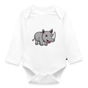 Rhino Comic Animal - Organic Longsleeve Baby Bodysuit - white - Front