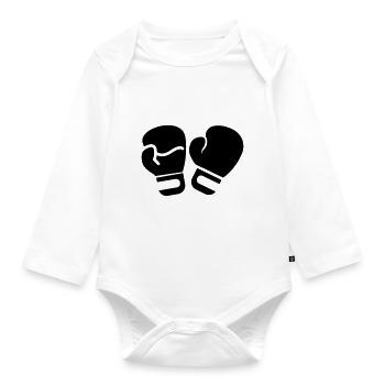 Boxing Boxing Gloves Symbol - Organic Longsleeve Baby Bodysuit - white - Front