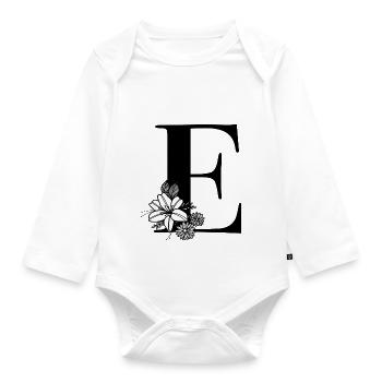 Buchstabe E - Baby Bio-Langarm-Body - Weiß - Vorne
