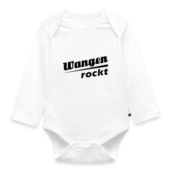 Wangen rockt - Textdesign mit Stadtnamen - Baby Bio-Langarm-Body - Weiß - Vorne