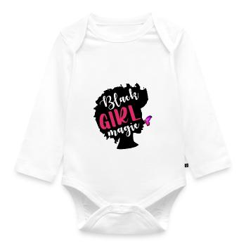 Black Girl Magic Black Woman - Organic Longsleeve Baby Bodysuit - white - Front
