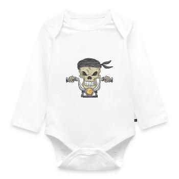 Skull Motorcycle / Dead Motorcyclist - Organic Longsleeve Baby Bodysuit - white - Front