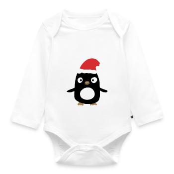 Penguin Friend - Organic Longsleeve Baby Bodysuit - white - Front